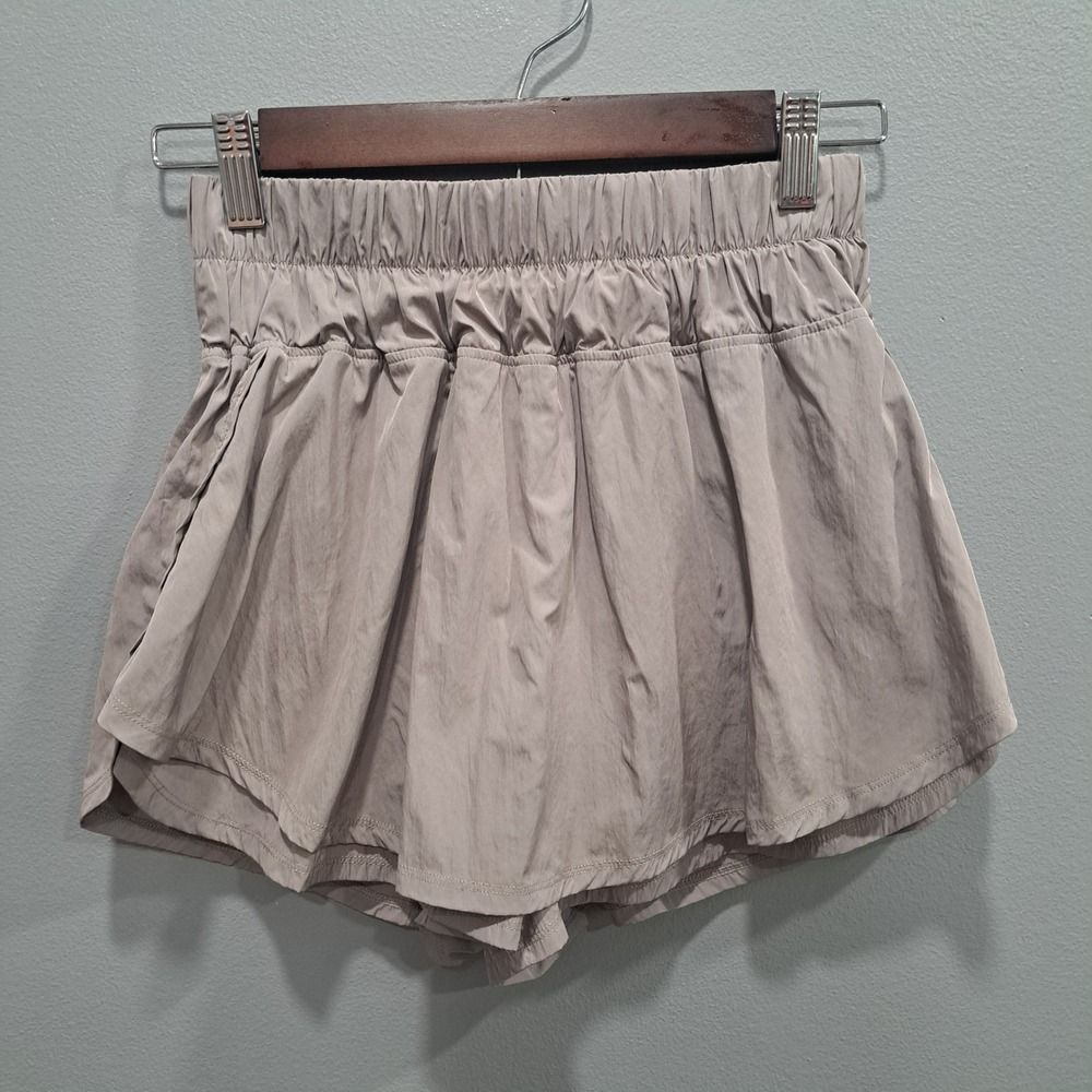 Yogalicious Womens‎ High Waisted Smocked Active Skort Taupe Gray Small RN144527